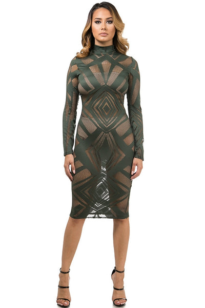 Patterned Sheer Dress