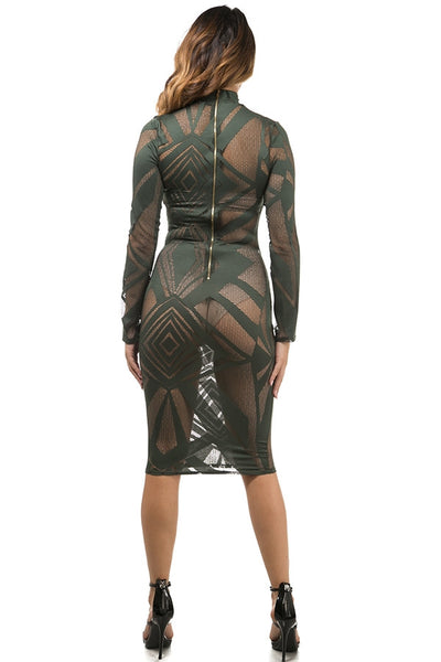 Patterned Sheer Dress